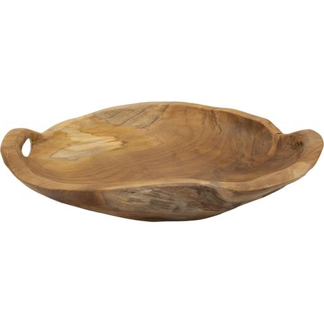 Vassoio svuotatasche Wahan in teak riciclato con manici 42x36x7 cm — pezzo unico (1/5)