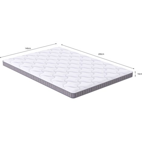 Matelas 140x200 cm à ressorts ensachés 7 zones, mousse à mémoire de forme, H3, blanc HAVRYA (1/5)