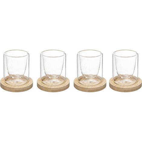 Ensemble de verres avec sous-verres, 4 pièces