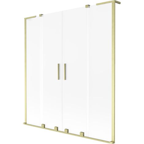 Mexen Velar L Duo paravento per vasca da bagno a 2 ali scorrevole 160 x 150 cm, opaco, oro spazzolato - 896-160-003-32-55 (1/2)