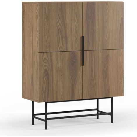 Mueble auxiliar 4 puertas abatibles modelo Elena acabado roble/negro. 128cm(alto) 100cm (ancho)  40cm(prof.) (1/5)
