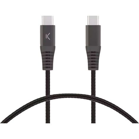 KSIX BXCUCC2T5 NEGRO / CABLE DE CARGA Y DATOS 2 METROS / USB-C A USB-C / CARGA ULTRARRÁPIDA 60W