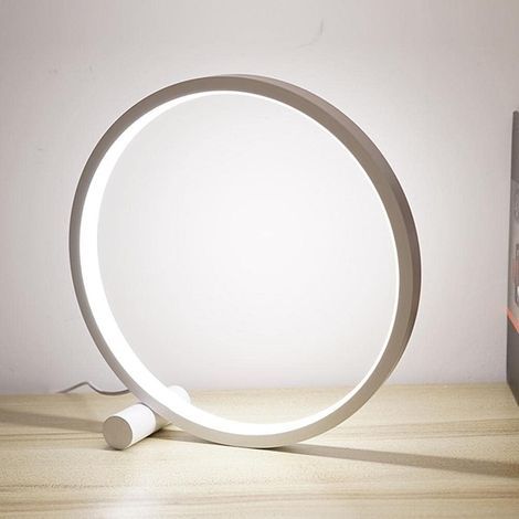 Lampe De Table Moderne 5W En Aluminium Rond LED Lampe De Chambre À Coucher Lecture Touch Switch Switch Light Minimaliste Cercle NightStand Lampe De Chevet (Color : White) (1/5)