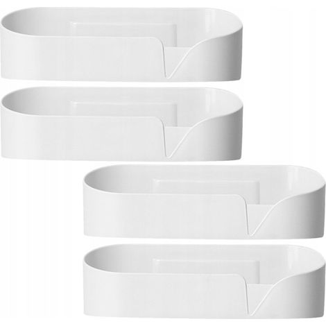 Set di 4 mensole da bagno bianche a parete con foro di drenaggio.