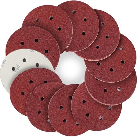 Disque a Poncer 150mm, Disque Abrasif 6 trous 50pcs Disques de ponçage 6 inch Grain 80 Disques abrasifs auto-agrippants pour Poncer/Polir/Dérouiller (1/5)