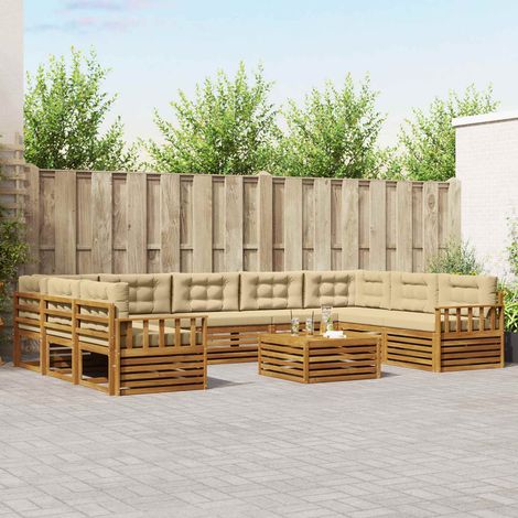 Outdoor-Sofagarnitur 10 pcs Natur und Beige Massivholz Akazie (1/5)