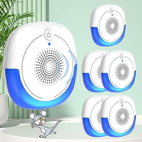 Lot de 6 répulsifs à ultrasons électroniques pour la maison, les moustiques d'intérieur et rongeurs, rats, araignées, chauves-souris grenier usage domestique - (1/5)