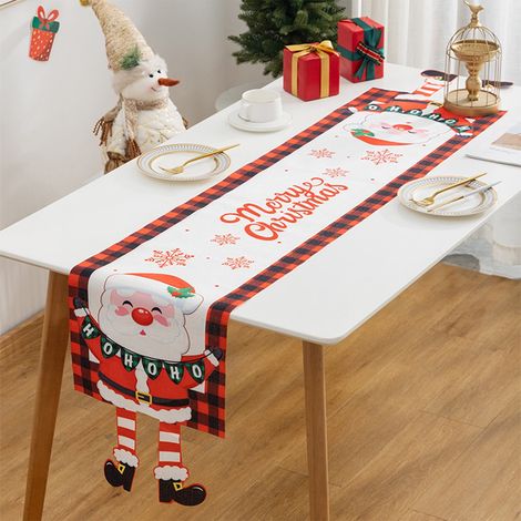 Chemins De Table Noel - 180 X 33 Cm - En Nylon Et Spandex - Pour Cuisine Salon Table A Manger - Motif Pere Noel - 1 Unite