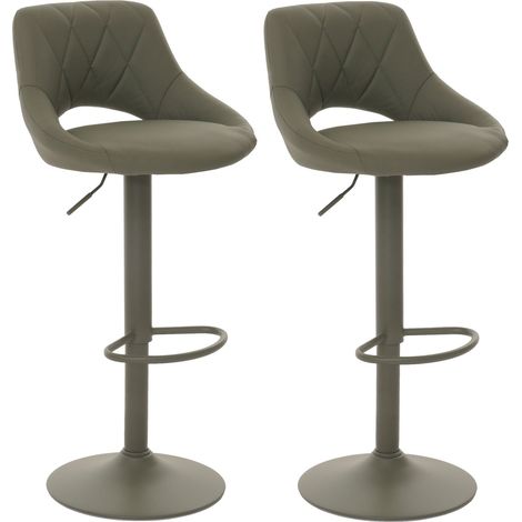 Juego de 2 taburetes de bar HHG-920, taburete de bar taburete de mostrador, reposapiés giratorio, imitación de cuero metal, verde