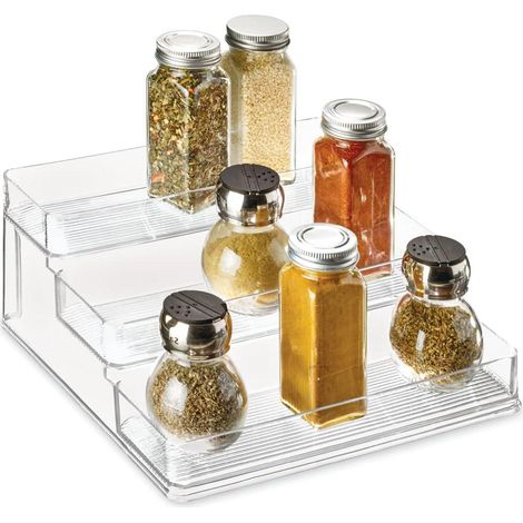 Étagère de Cuisine 3 Niveaux, Grand Rangement Plastique Transparent, Organisateur à Épices et Vaisselle, Meuble de Stockage pour Plan de Travail (1/5)