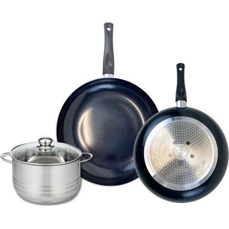 Ensemble de 2 Poêles de cuisson 28 et 32 cm et 1 faitout 20 cm Elo Prima Brillant (1/5)