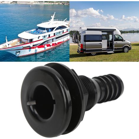 Raccord de coque droit ABS 1 pouce, résistant aux chocs, pour raccordement de tuyaux sur bateaux et navires, Noir (1/5)