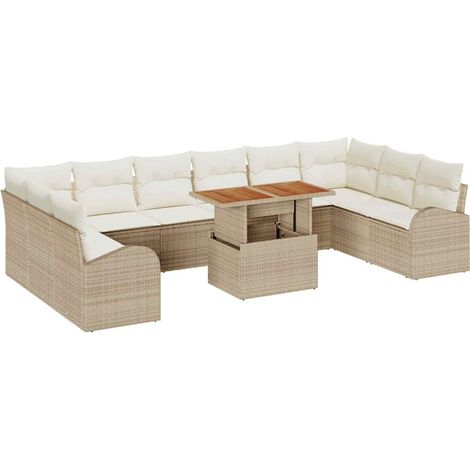 Maison Exclusive - Set Divano da Giardino con cuscino 11 pcs beige e panna