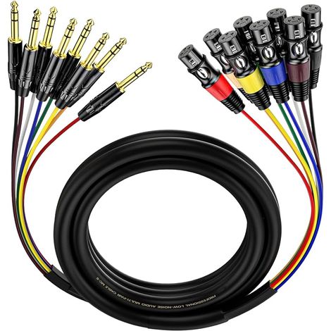 Câble multipaire XLR 8 canaux, 3 m (10 pi), prise jack 6,35 mm (1/4 po) vers XLR, câble microphone professionnel pour enregistrement audio, scène et studios. (1/5)