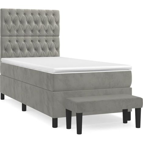Maison Exclusive - Giroletto a Molle con Materasso Grigio Chiaro 90x190 cm Velluto