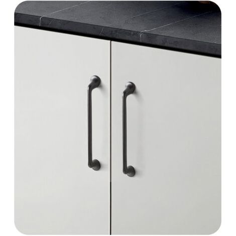 QORVA-Ensemble de 2 poignées de meuble, poignée d'armoire, poignée de tiroir, poignée d'armoire de cuisine, gris, entraxe de 192 mm, alliage de zinc (1/5)
