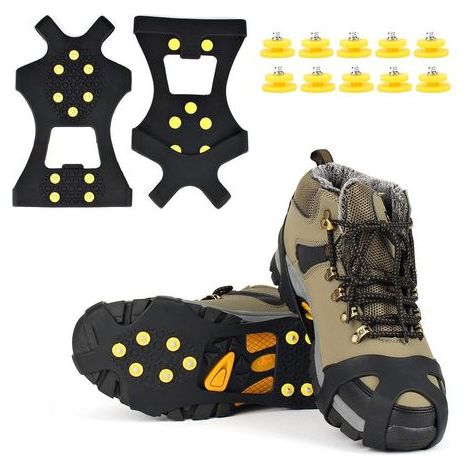 Glace Traction Crampons Antidérapant sur Chaussures/Bottes 10 Clous à Neige Grips Crampons Crampons Pointes (1/5)