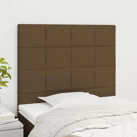 vidaXL Cabecero de cama marrón oscuro 80x5x118/128 cm Tela (1/5)