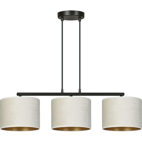 Lustre Emibig HILDE 3xE27 tissu noir crème doré IP20 (1/5)
