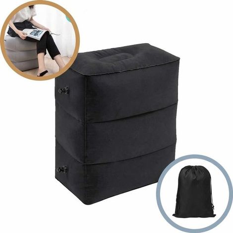 Lit d’avion gonflable – Réglable 3 positions – Enfants et adultes – Sac de rangement – Noir (1/5)
