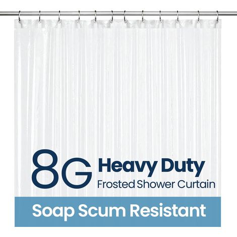 Duschvorhang, 8G PEVA, Duschvorhänge für Badewanne und Badezimmer, Anti-Schimmel, mit 12 Duschvorhanghaken, matt, 180 cm x 180 cm