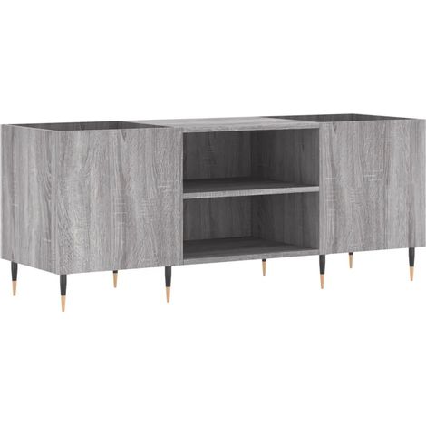 Armario para discos clásico estilo industrial almacenamiento 121 x 38 x 48 cm madera contrachapada gris 020049089 (1/5)