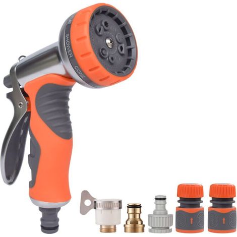 Mode d'arrosage de douche de jardin Douche à main de jardin multi-arrosage en métal Tuyau de jardin en métal Piet de pulvérisation pour arrosage, lavage de voiture, bain d'animaux, ménage (1/5)