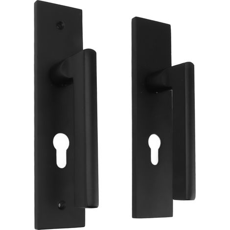 Poignée de porte en alliage d'aluminium noir universelle, design courbé confortable, plaque épaisse résistante aux chocs, installation facile (1/4)