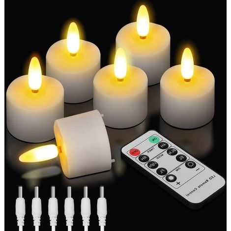 Candele a LED senza fiamma con telecomando, lumini tremolanti, candele elettriche, fiamma danzante, vera cera, avorio, per matrimoni e Natale. (1/5)
