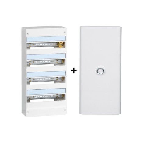 Legrand - Drivia - Coffret 4 rangu00e9es - 13 modules + Porte - Ref. : 401214+401334