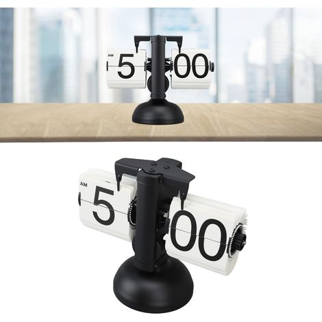 Automatischer Wecker im europäischen Stil aus Edelstahl 304 mit klarem Retro-Design, ideal fürs Wohnzimmer. Kleiner automatischer Aufzug, 12-Stunden-Anzeige, schwarzes Gehäuse und weiße Zifferblätter. (1/5)