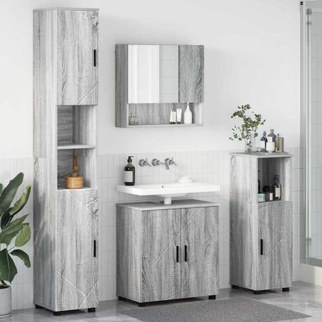Badezimmermöbel-Set 4 pcs Graues Sonoma Holzwerkstoff & Metall vidaXL (1/5)