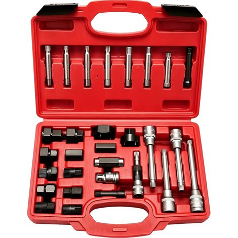 30pcs Douille Poulie Alternateur, Outil Clé Poulies Alternateur 33T (Rouge) (1/5)