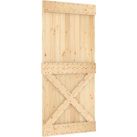 Porte coulissante NARVIK, naturelle et noire, 95 x 210 cm (213,5 cm)