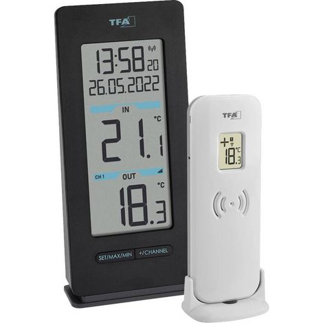 [NEUWERTIG] B-Ware TFA Dostmann Funk-Thermometer Buddy digital Temperaturmessgerät schwarz 100m (1/2)