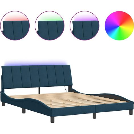 Maison Exclusive - Giroletto con LED senza Materasso Hanko Blu 160x200 cm in Velluto
