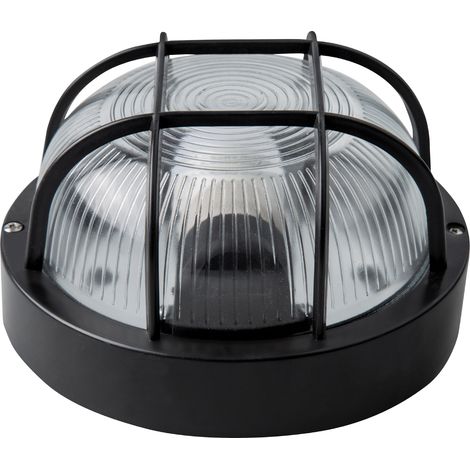 Applique extérieure ronde ip54 e27 noire (1/2)