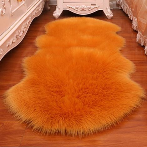 Tapis Longs Poils - Non Glissant - En Laine Synthétique - Pour Chambre À Coucher Salon Fauteuil - 40 x 60 cm (1/5)