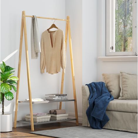 mobile contenitore bamboo con appendiabiti e ripiani HAVRYA (1/5)