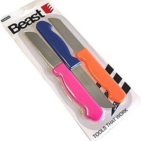 Couteau 3x Acier Inox 165/75 mm - Lames Tranchantes et Durables - Beast (1/4)