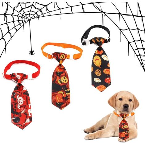 3 Stück Halloween Katze Hund Krawatte, Halloween Krawatte für Haustiere, Verstellbare Hundekrawatte (1/5)