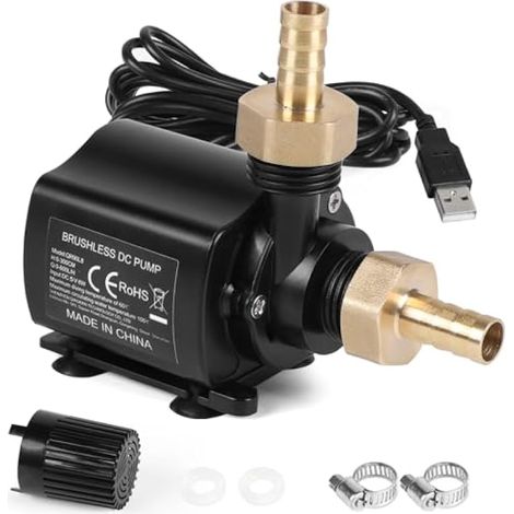 Pompe à eau submersible 5V 600L/h 3M avec variateur de vitesse, petite pompe silencieuse pour aquarium, bassin et fontaine (1/5)