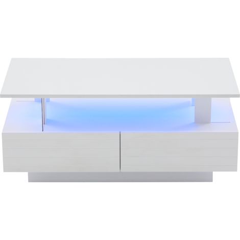 Mesa de centro LED blanca con almacenamiento 100 x 50 x 42,5 cm HOMVRA (1/5)