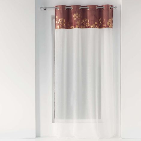 Voilage a œillets 140 x 240 cm + haut velours velours Mila Rose (1/3)