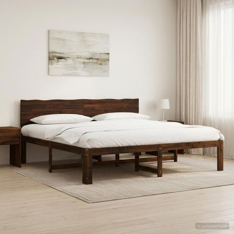 Cama doble con cabecero ROSTOCK Marrón Oscuro 180 x 200 cm (1/5)