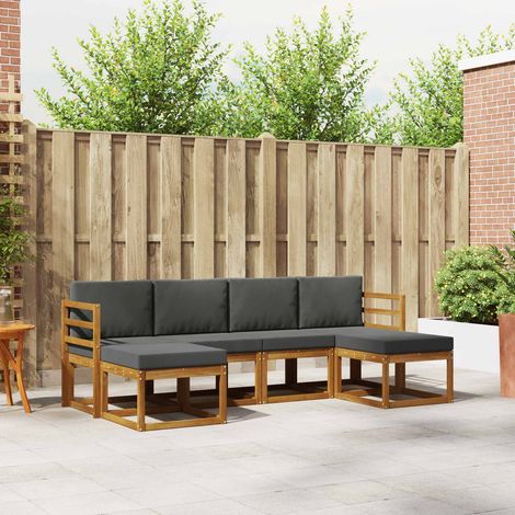 Outdoor-Sofagarnitur 6 pcs Natur und Anthrazit Holzwerkstoff (1/5)