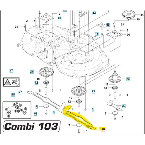 Husqvarna Rider Combi 103 RC300 Lame de tondeuse de tracteur Husqvarna 590749420