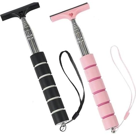 2 Pièces Raclette Vitre Telescopique Nettoyeur Voiture Raclette à Vitres Pliable Extensible Lave Telescopique pour Rétroviseur Pare Brise Vitre Latérale (Rose + Noir) (1/5)