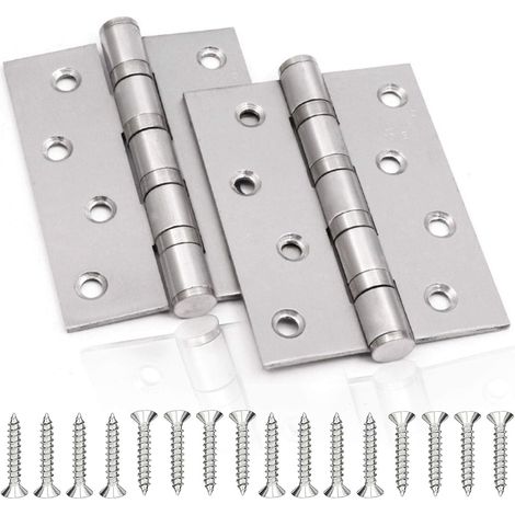 Charnières en acier inoxydable, 2 pièces. Charnières de porte pliantes. Charnières en acier inoxydable de 3 mm d'épaisseur. Charnières pour portes intérieures pleines (argent). (1/5)