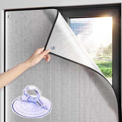 75 200cm Film Aluminium Réfléchissant pour Fenêtre,Film De Protection Solaire Occultante pour Vitrage, Film D'intimité,Anti Regard, avec Ventouses (1/4)